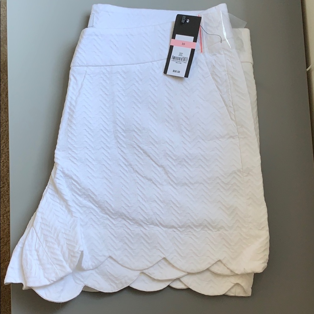 Crown and Ivy White Shorts with Scalloped Edge.